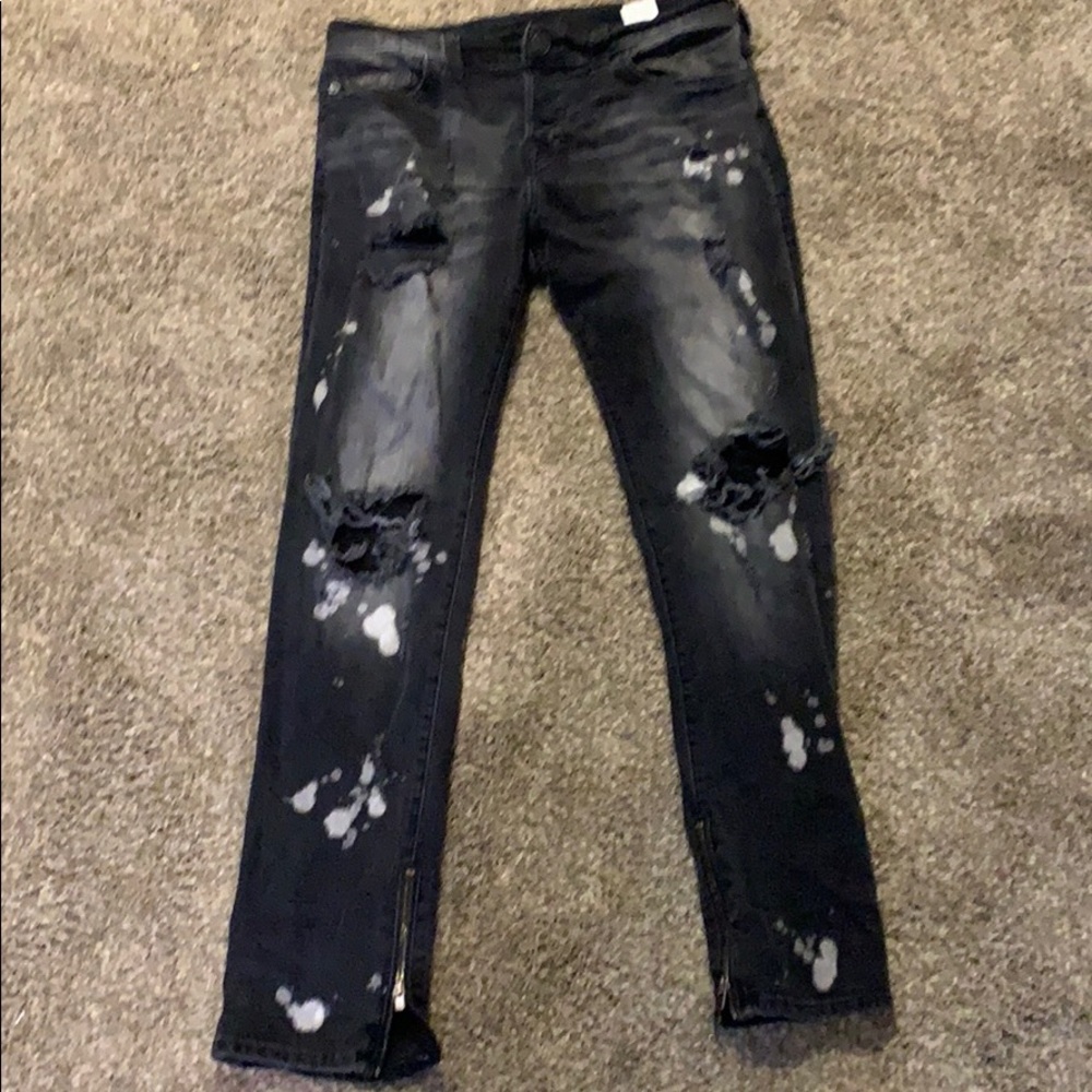 True religion jeans black white splatter design